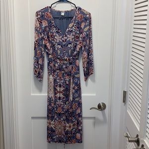 Paisley dress with waist tie